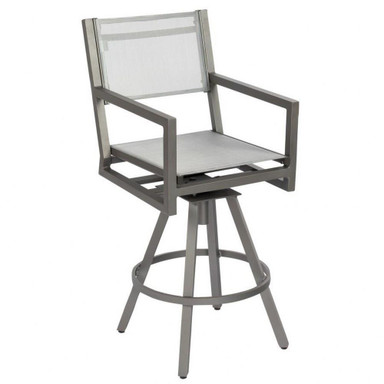 Palm Coast 46 Inch Sling Swivel Bar Stool with Arms by Woodard - 570468