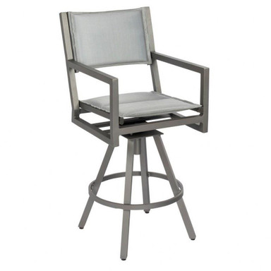 Palm Coast 46 Inch Padded Sling Swivel Bar Stool with Arms by Woodard - 570568