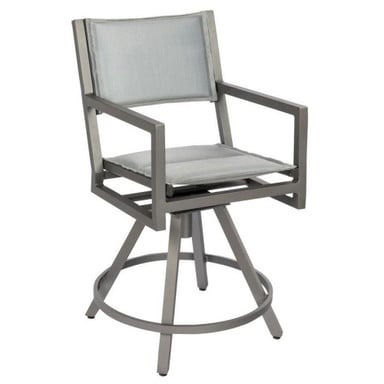 Palm Coast 41 Inch Padded Sling Swivel Counter Stool with Arms by Woodard - 570569