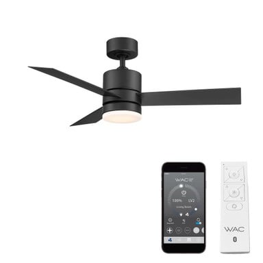 San Francisco 3 Blade Smart Ceiling Fan with Light Kit 44 Inch Wide by WAC  - F-083L-MB