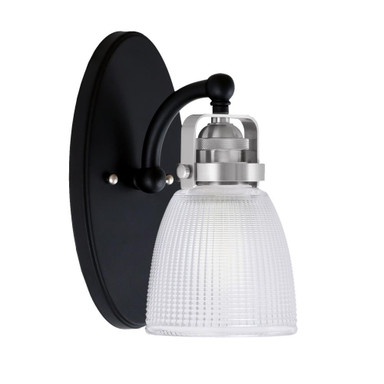 Easton 1 Clear Ribbed Glass Light Wall Sconce by Toltec - 1931-MBBN-500