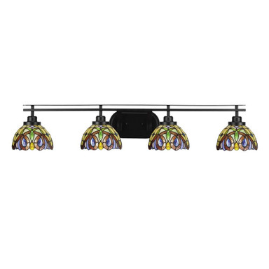 Odyssey 4 Light Art Glass Vanity Light 40.25 Inch Length by Toltec - 2614-MB-9445