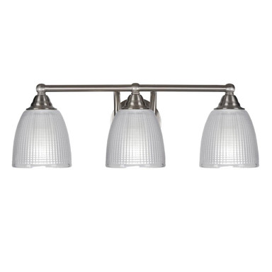 Paramount 3 Light Ribbed Glass Vanity Light 21.5 Inch Length by Toltec - 3423-BN-500