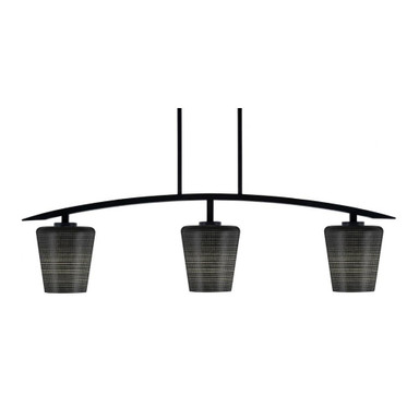 Kurve 3 Light Steel Island Pendant 10.75 Inch Tall by Toltec - 3736-MB-54