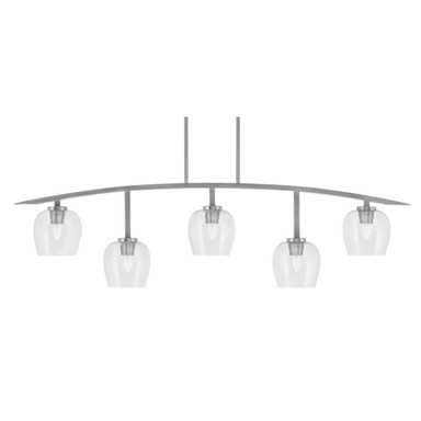 Kurve 5 Light Steel Bar Island Pendant 14.25 Inch Tall by Toltec - 3745-NAB-4810