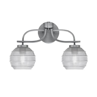 Cavella 2 Light Ribbed Glass Vanity Light 17.5 Inch Length by Toltec - 3912-51