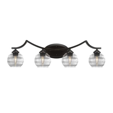 Zilo 4 Light Ribbed Glass Vanity Light by Toltec - 554-3175-95-8