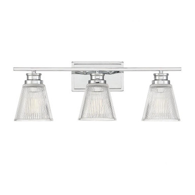 3 Light Cone Glass Mid Century Modern Vanity Light 24 Inch Wide by Meridian - M80041