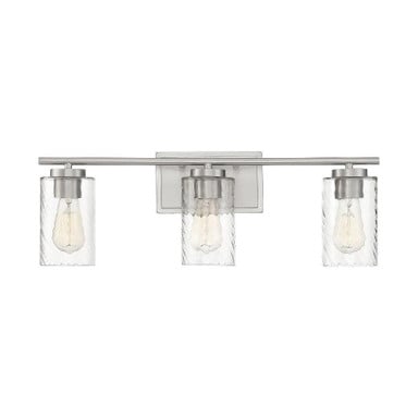 3 Light Cylinder Glass Mid Century Vanity Light 24 Inch Wide by Meridian - M80038