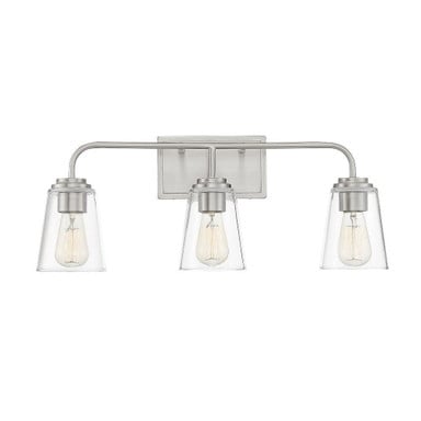 3 Light Cone Glass Farmhosue Vanity Light 24 Inch Wide by Meridian - M80044