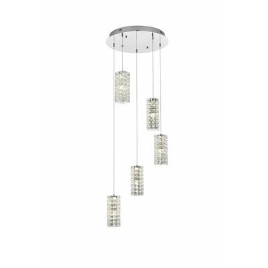 Aston 25W 5 LED Pendant 9.5 Inch Tall and 20 Inch Wide by Elegant - 3680D5R