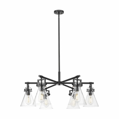Newton Cone 6 Light Stem Hung Chandelier 26 Inch Wide by Innovations - 411-6CR-G411-7