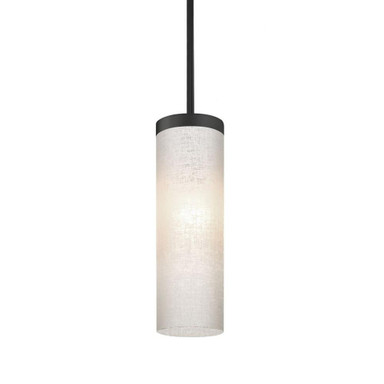 Friz 9W 1 LED Linen Glass Mini Stem Pendant by Besa - 1TT-FRIZLN-LED