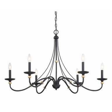 St Albans Row - Chandelier 6 Light Sand Coal/Skyline Gold Steel - 24 inches tall by 40 inches wide - 57-BEL-978067