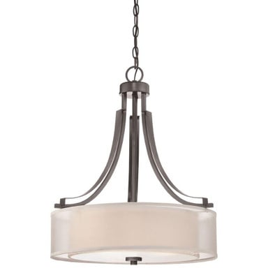 The Tennis Court - Pendant 3 Light Translucent Sliver Linen in Transitional Style - 23.5 inches tall by 20.5 inches wide - 57-BEL-539086