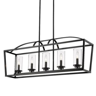 Mercer 5 Light Oversized Linear Island Oversized Pendant by Golden - 4309-LP