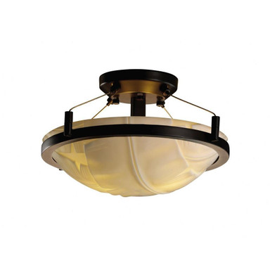 Porcelina Ring 2 Light Banana Leaf Semi Flush Mount by Justice Design - PNA-9680-35-BANL