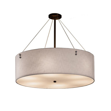 Textile Finials 8 Light Whte F1 Oversized Drum Pendant by Justice Design - FAB-9537-WHTE-F1