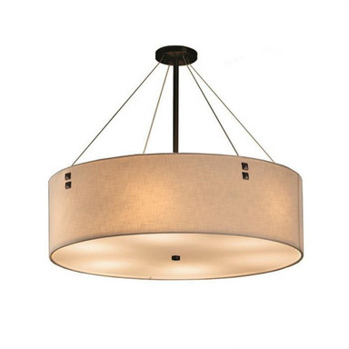 Textile Finials 8 Light Whte F2 Oversized Drum Pendant by Justice Design - FAB-9537-WHTE-F2