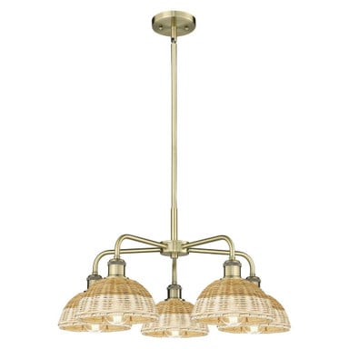Bristol Natural II 5 Light Stem Hung Chandelier 26 Inch Wide by Innovations - 516-5CR-NBD2-75