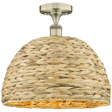 Woven Rattan 1 Light Semi Flush Mount 13.13X 15.75 Inch Wide by Innovations - 616-1F-RBD-16