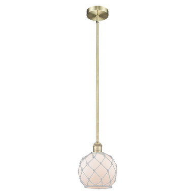 Farmhouse Rope 1Light Edison Stem Hung Mini Pendant 9.5 Inch by Innovations - 616-1S-G12-8R