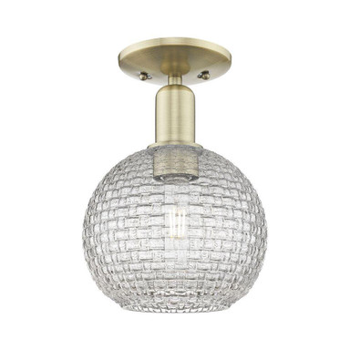 Athens 1 Light Basketweave Semi Flush Mount 11.5 Inch Tall by Innovations - 716-1C-G122C-8