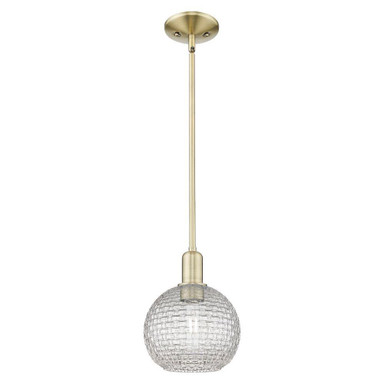 Athens 1 Light Basketweave Stem Hung Mini Pendant 10.63 Inch by Innovations - 716-1S-G122C-8