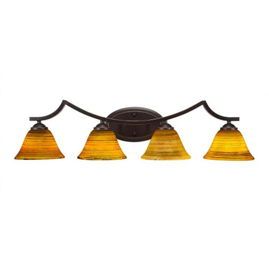 Zilo 4 Light Steel Glass Vanity Light 32.5 Inch Length by Toltec - 554--8-325