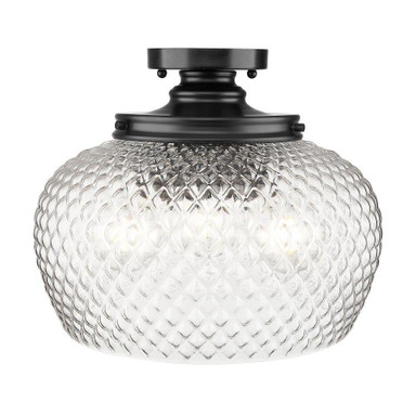 Adeline 3 Light Semi Flush Mount 11.25 Inch Tall and 14 Inch Wide by Golden - 1088-3SF
