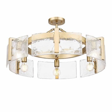 Aenon 6 Light Semi Flush Mount 8.75 Inch Tall and 27.75 Inch Wide by Golden - 3164-6SF