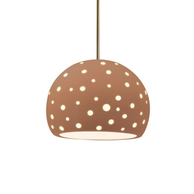 Perforated Globe 1 Light Stem Pendant 12.25 Inch Wide by Justice Design - CER-6585-RIGID