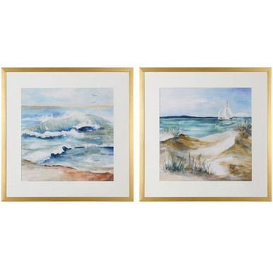 Seascape Framed Canvas Wall Art (Set of 2) 31.5 Inch Tall by Stylecraft - WI324370DS