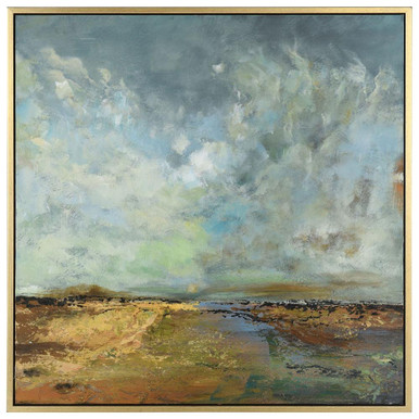 Horizon Storm Framed Canvas Wall Art 41.75 Inch Wide by Stylecraft - WI34320DS
