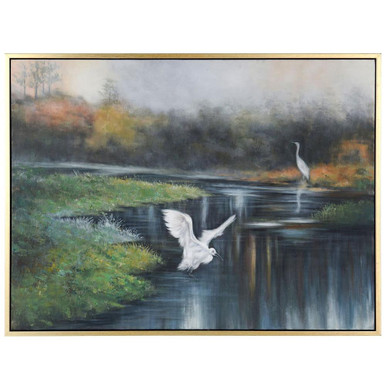 Marsh Flight Framed Canvas Wall Art 49.75 Inch Wide by Stylecraft - WI34322DS