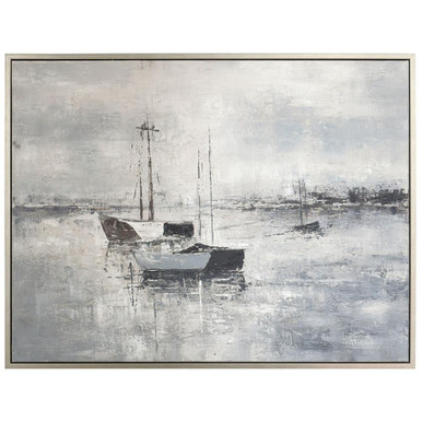 Sea Camping Framed Canvas Wall Art 49.75 Inch Wide by Stylecraft - WI34324DS