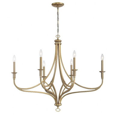 Waterloo Oak - Chandelier 6 Light Brushed Honey Gold Steel - 32 inches tall by 40 inches wide - 57-BEL-4262208