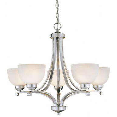 Azalea Head - Chandelier 5 Light Brushed Nickel in Transitional Style - 23.5 inches tall by 27 inches wide - 57-BEL-2254455