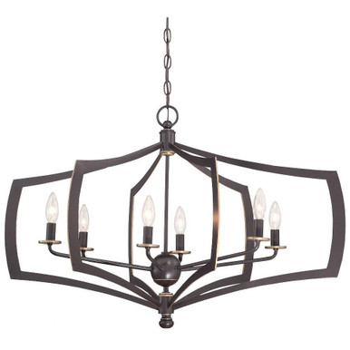 Almond Parade - Chandelier 6 Light Downton Bronze/Gold in Transitional Style - 21.25 inches tall by 26 inches wide - 57-BEL-2254838