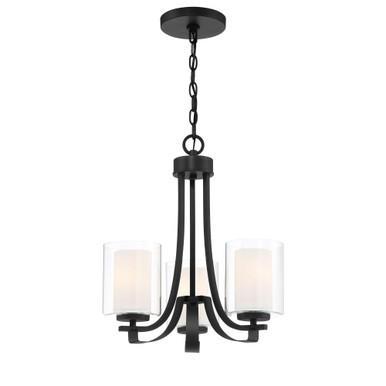 The Tennis Court - Chandelier 3 Light Sand Coal Steel/Glass in Transitional Style - 18.5 inches tall by 18 inches wide - 57-BEL-4237658