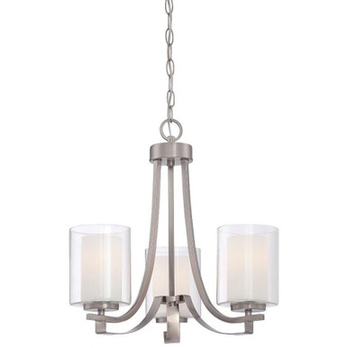 The Tennis Court - Mini Chandelier 3 Light Brushed Nickel in Transitional Style - 18.5 inches tall by 18 inches wide - 57-BEL-2254720