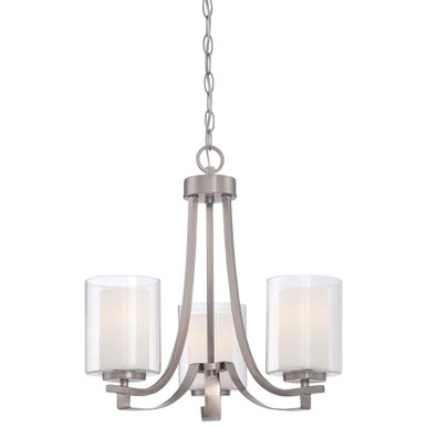 The Tennis Court - Mini Chandelier 3 Light Brushed Nickel in Transitional Style - 18.5 inches tall by 18 inches wide - 57-BEL-2254720
