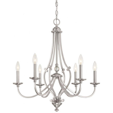 Princess Acres - Chandelier 6 Light Brushed Nickel in Traditional Style - 26.75 inches tall by 26 inches wide - 57-BEL-2254612