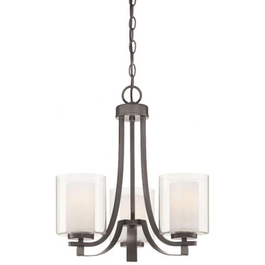 The Tennis Court - Chandelier 3 Light Smoked Iron in Transitional Style - 18.5 inches tall by 18 inches wide - 57-BEL-2254721