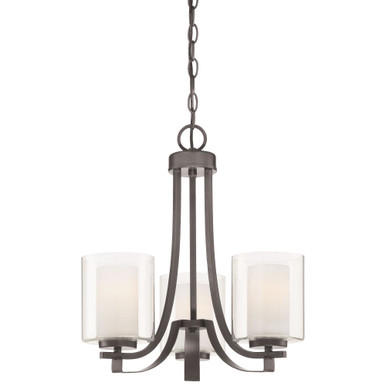 The Tennis Court - Chandelier 3 Light Smoked Iron in Transitional Style - 18.5 inches tall by 18 inches wide - 57-BEL-2254721