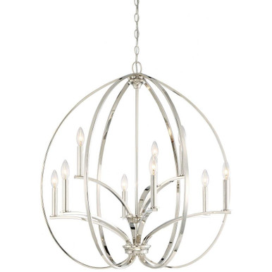 Braemar Oak - Chandelier 9 Light Polished Nickel in Transitional Style - 33.5 inches tall by 30.25 inches wide - 57-BEL-2254889