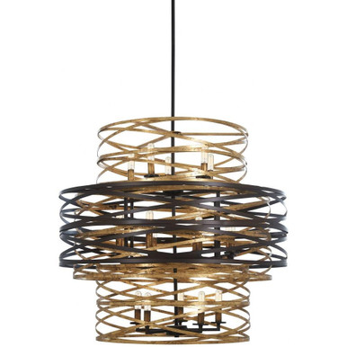 Stafford Oak - 3 Tier Chandelier 18 Light Dark Bronze/Mosaic Gold in Contemporary Style - 27 inches tall by 30 inches wide - 57-BEL-2769303