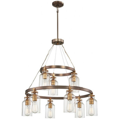 Eleanor Fairway - Chandelier 9 Light Harvard Court Bronze/Gold Steel/Glass in Transitional Style - 31 inches tall by 29 inches wide - 57-BEL-3386833