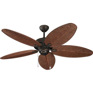52-Inch Outdoor 5 Blade Ceiling Fan In Roman Bronze With American Walnut Abs Palm Blade - Wet Rated Ceiling Fan - 96-BEL-4490046