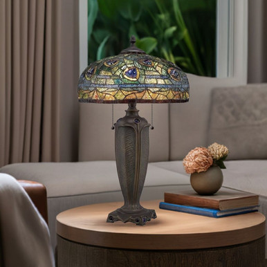 Peacock Style 2 Light Tiffany Table Lamp by BSH - 71-BEL-1047018